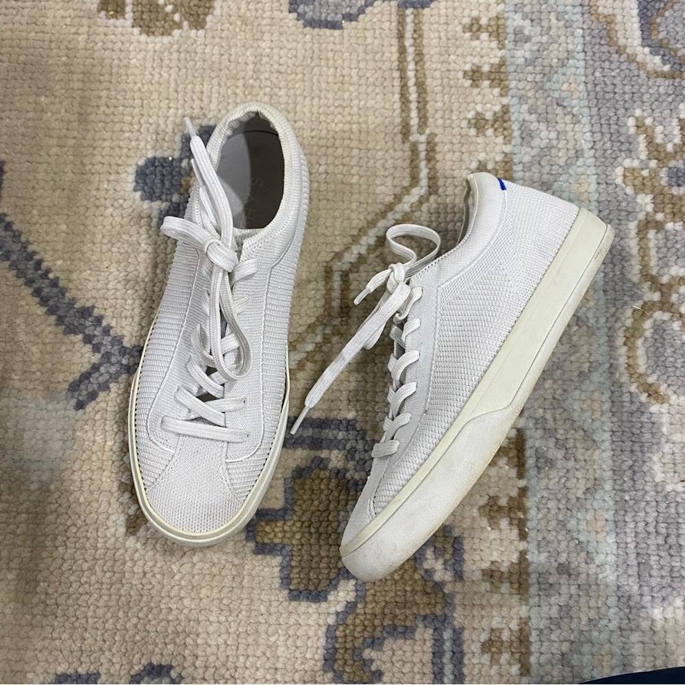 Rothy’s The Lace Up White Sneakers Size 7